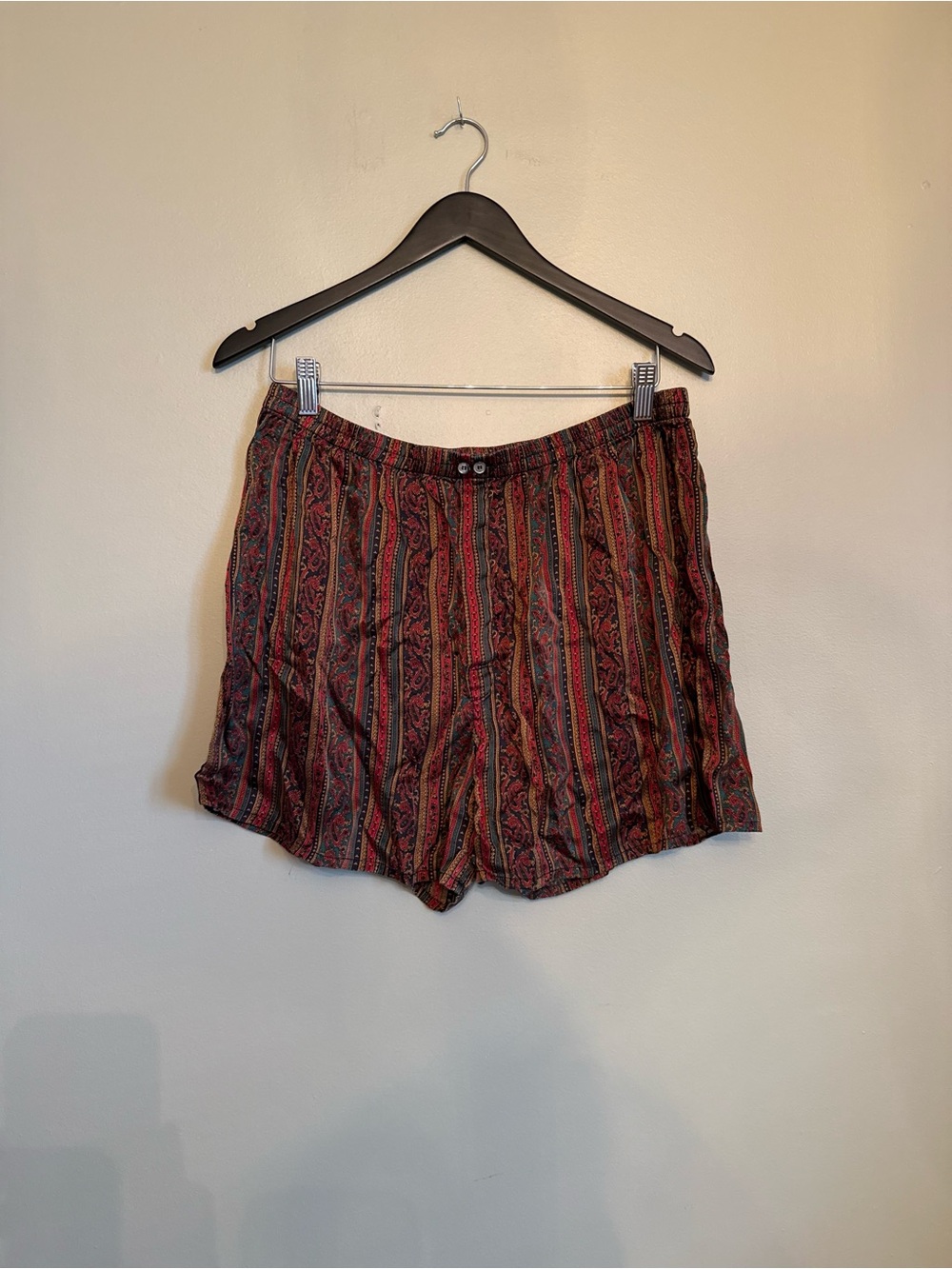 Vintage 1995 Victoria's Secret 100% Silk Paisley Stripe Boxers Men's XL 90s Boho